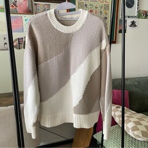 Lou & Grey Patchwork Sweater in Cream and Beige